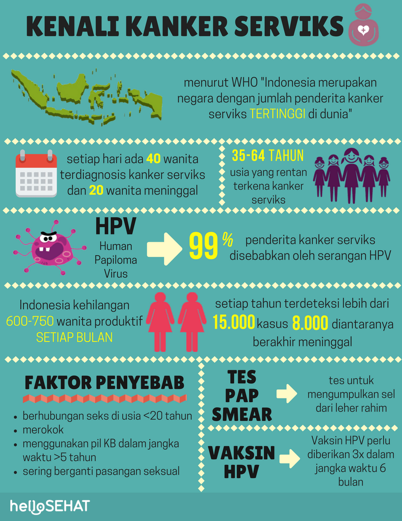 infografika raka szyjki macicy w Indonezji